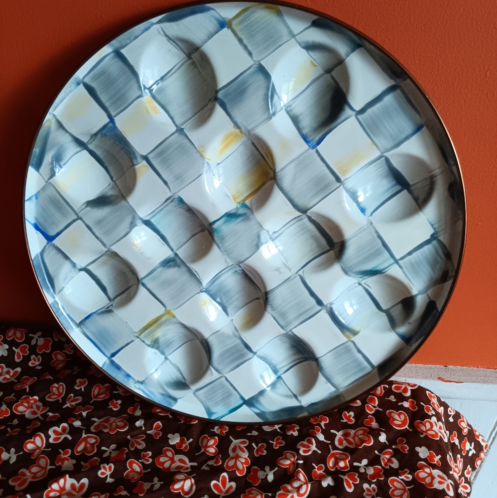 MacKenzie Childs Sterling Check egg tray